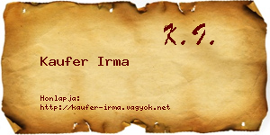 Kaufer Irma névjegykártya