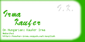 irma kaufer business card